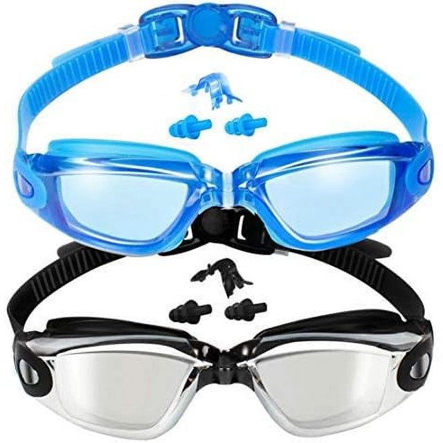 Swim Goggles Pack of 2 Swimming Goggles Anti Fog for Adult Men Women Youth Kids