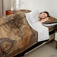 thumbnail image 4 of Manfei Vintage Leather Nautical Compass Map Full Size Sheets for Kids Boys and Girls, Coastal Sailing Print Bed Sheets 4-Piece, 1 Flat Sheet, 1 Fitted Sheet and 2 Pillowcases, 4 of 6