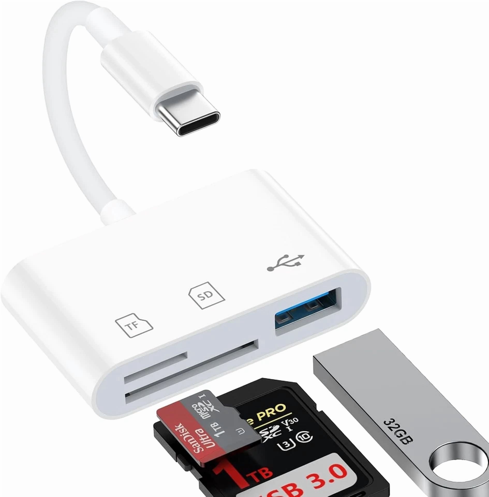 Usb C To Sd Card Reader, 3-In-1 Hub Converter, Micro Sd Tf Memory Type-C Adapter