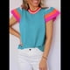 thumbnail image 4 of Suéter Ligero de Punto Holgado con Cuello Redondo Informal de Corta de Verano para Mujer. Azul Pavo Real M, 4 of 7