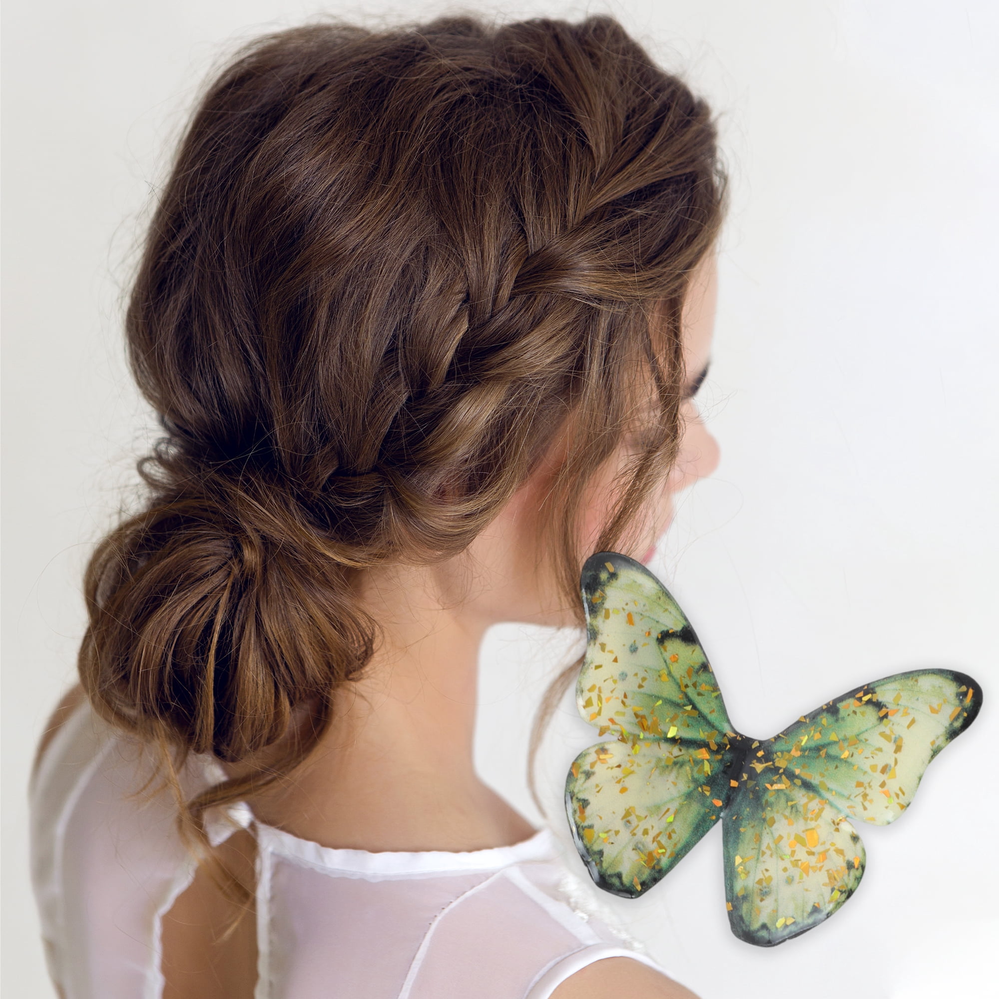 Unique Bargains Halloween Christmas Duckbill Butterfly Hair Clips 3 Pcs Black Green Yellow