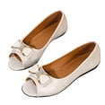 thumbnail image 6 of KIJBLAE Women's Vintage Peep Toe Bow Knot Flats, Low Cut Slip On All-Match Casual Moccasin Flat Shoes Beige 36, 6 of 9