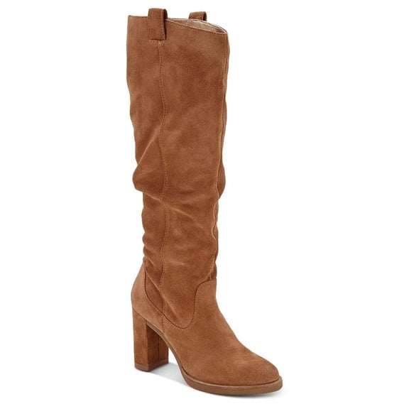 Women Knee High Boots Chunky Block Heel Wide Calf Round Toe Side Zipper Fashion Dress Boot
