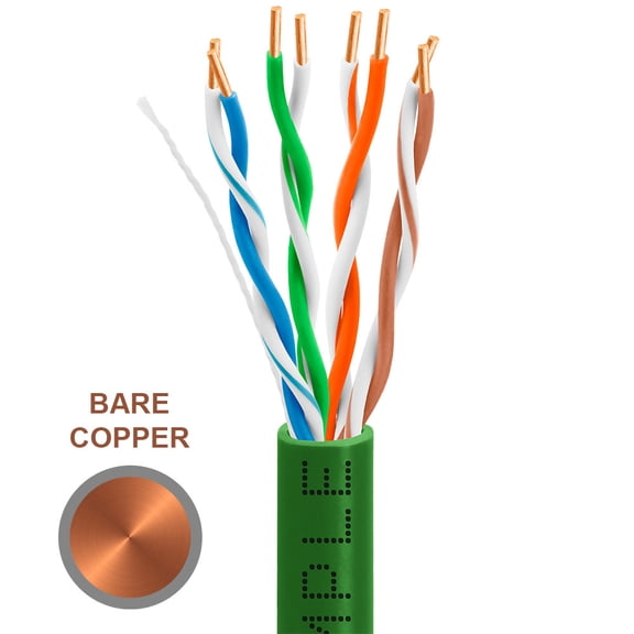 Cmple - Cat-5E Bulk Cable 350MHz UTP 24AWG Bare Copper CMR Rated 1000FT Green