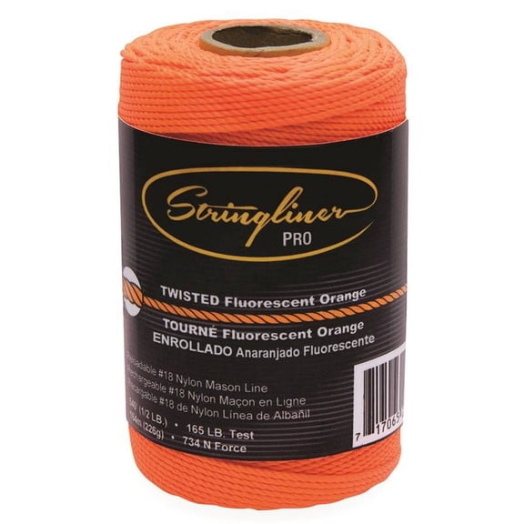 Stringliner Pro Series 35406 Construction Line, #18 Dia, 540 ft L, 165 lb Working Load, Nylon, Fluorescent Orange