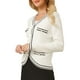thumbnail image 4 of Suéter de Cardigan de V Cuello para Mujeres INSPIRE CHIC de Manga Larga con Ribete en Contraste, Chaqueta de Punto Acanalado XL Blanca, 4 of 5