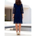 thumbnail image 4 of Ovbmpzd Cocktail Casual Summer Dresses for Women Dark Blue Cocktail-Length Wedding Guest A-Line Dresses Crew Neck Casual 3/4 Sleeve Dresses Casual Dresses,L, 4 of 6