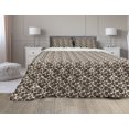 thumbnail image 1 of Tropical Comforter & Sham Bedding Set, Exotic Monstera Leaves on Leopard Skin Background Savannah Jungle Graphic, 3 pcs Duvet Set Microfiber Filling Quilt, 5 Sizes, Brown Peach White, by Ambesonne, 1 of 4