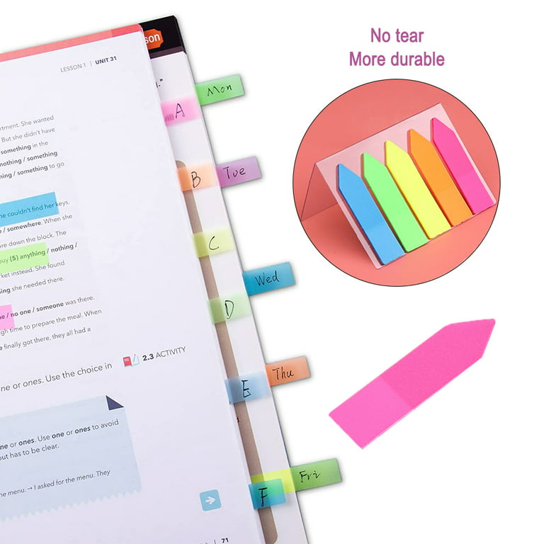 Enday Colored Paper Sticky Tabs Self-Adhesive Neon Page Markers & Book Tabs,  1-Pack 