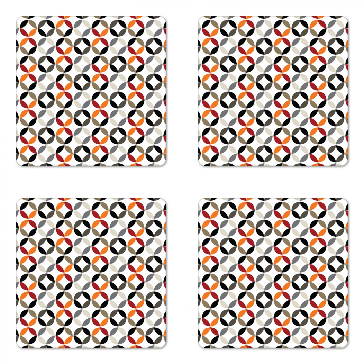 Geometric Circle Coaster Set of 4, Dimensional Ring Forms Series Tones ...