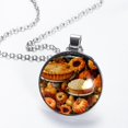 thumbnail image 2 of Thanksgiving Pumpkin Pie Elegant Glass Circular Pendant Necklace - Stylish and Trendy Jewelry for Women, 2 of 5