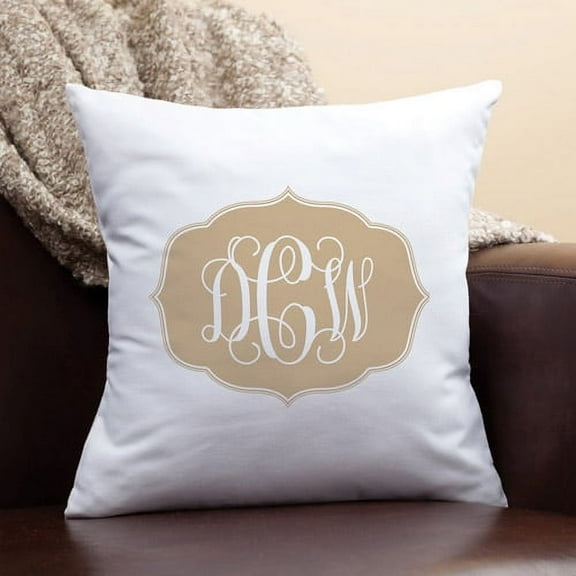 Personalized My Beige Monogram Pillow