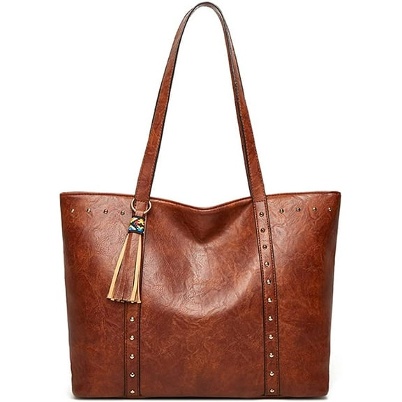 CoCopeaunts Tote Bag for Women Retro Shoulder Bag Leather Top Handle Handbag Large Capacity Work Commute Bag