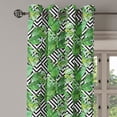 thumbnail image 2 of Ambesonne Tree Grommet Curtain, Macro Palm Tree Leaves, 50" x 84", Hunter Green Black White, 2 of 6