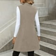 thumbnail image 6 of RYRJJ Womens Long Wool Vest Fall Winter Sleeveless Blazer Jackets Business Work Single Breasted Trench Coats with Pockets(Khaki,XL), 6 of 9