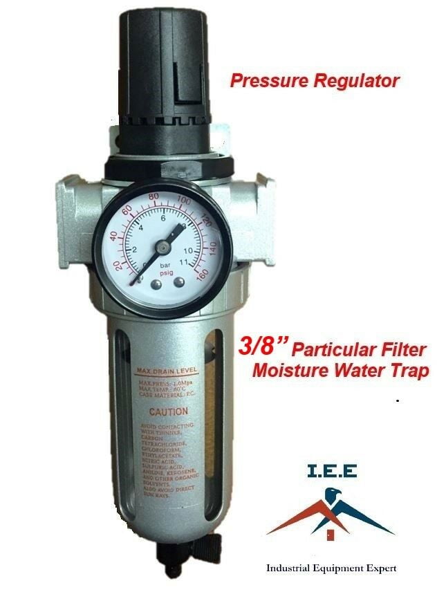 3/8" Pressure Regulator Particulate Filter Moisture Water Trap Compressed Air 