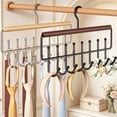thumbnail image 4 of Goodw7 Wooden Wave Hanger for Closet, 8 Hook Space Saving Clothes Rack with Swivel Hook, Multifunctional Organizer for Belts Ties Scarves in Bedroom Dorm Apartment, 4 of 6