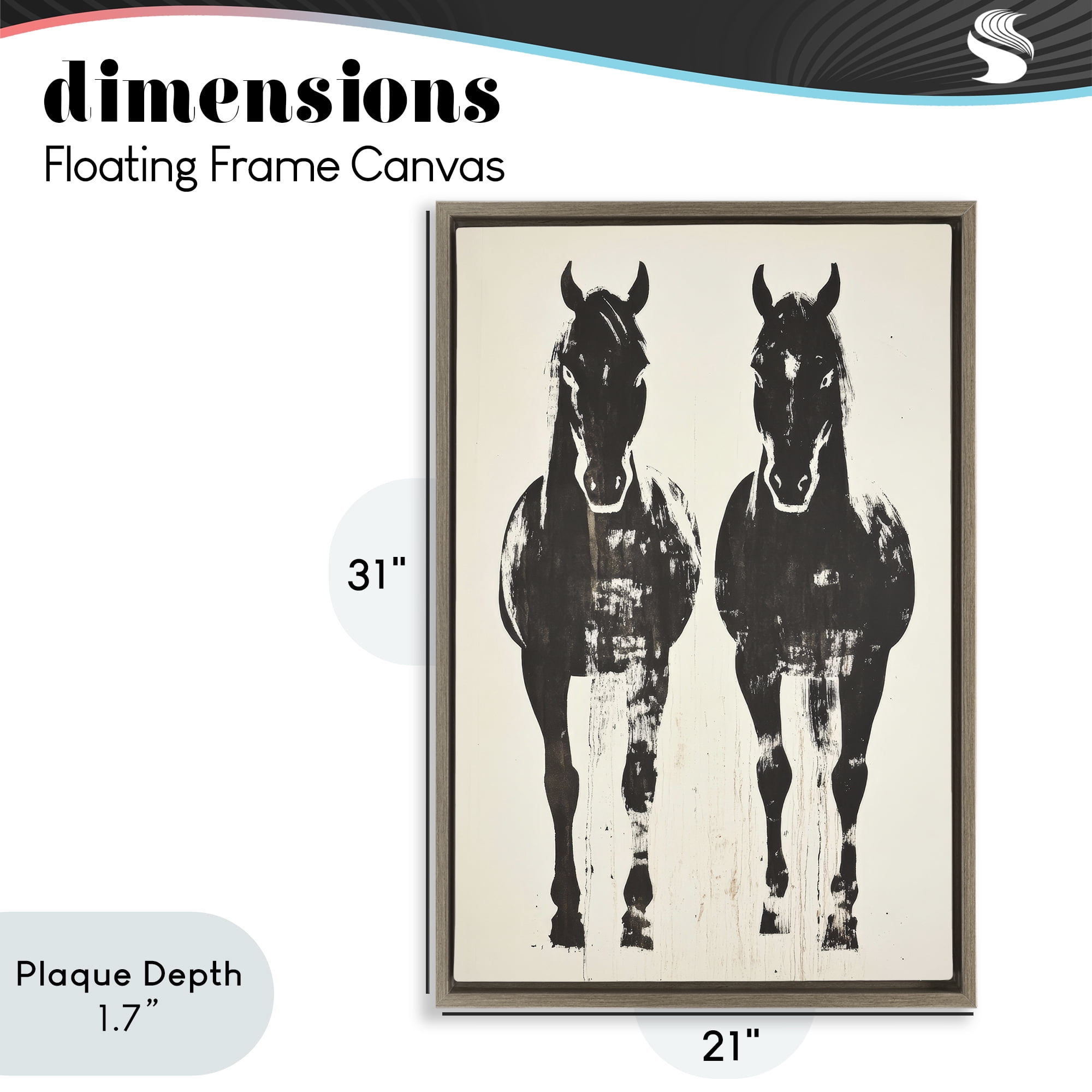 Stupell Industries Silhouetted Horse Couple Brown Framed Floater Canvas Wall Art, design by Petal Prints Design