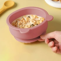 Nkmbld Silica Bowl Food Grade Cartoons Bear Shape Cutlery Bottom with Suction Cups, Dessert Bowls for Serving Soup, Oatmeal, Pasta and Salad, Red