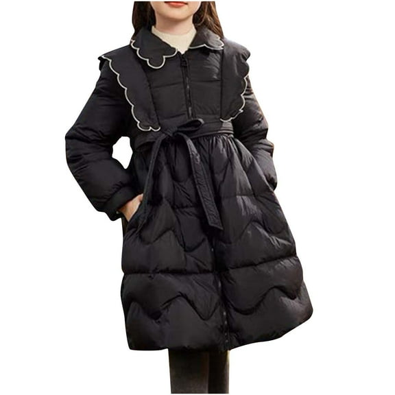 Jgppe Kids Girls down Jackets Warm Windproof Waterproof Zip up Long Sleeve Dress Coats Winter 4-14 Years
