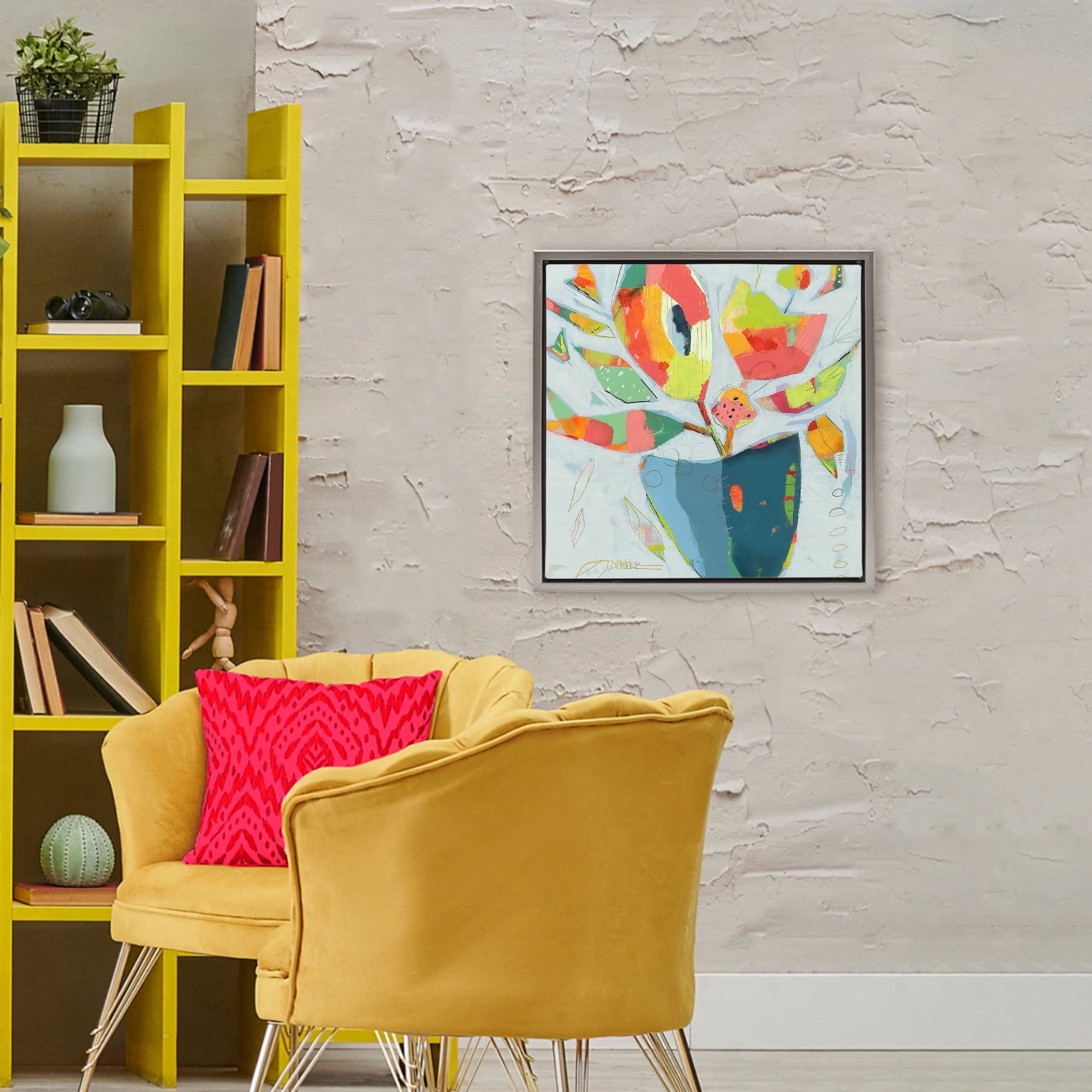 Getting My Groove On Gray Framed Floater Canvas Wall Art, design by Dianna Fritzler