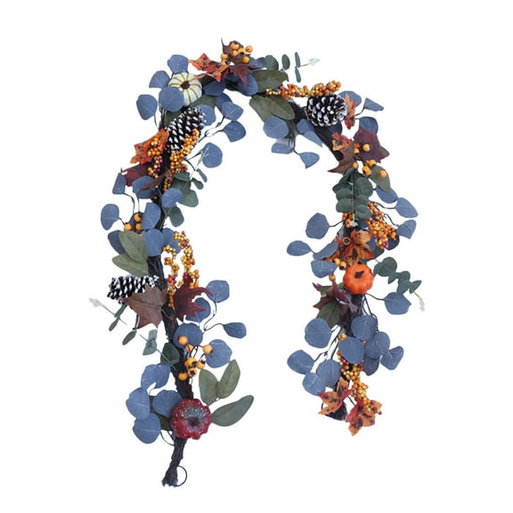 ​​GiLiling Artificial Eucalyptus Garland with Pumpkins Berries​​ | Thanksgiving Table Centerpiece for Outdoor Autumn Decor, Halloween Displays, and Family Fireplace Enhancement