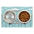 thumbnail image 1 of Blue Sky Pet Mat for Food and Water, Grunge Summer Floral Design with Swirling Leaf Motifs and Cloud Nature Theme, Non-Slip Rubber Mat for Dogs and Cats, 18" X 12", by Ambesonne, 1 of 2