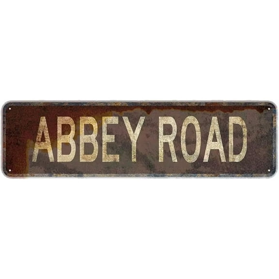 Tin Signs Abbey Road Street Sign Metal Sign Plate Drive Way Road Street Novelty Plaque Wall Hanging Bar Yard Garden Decor Sign 4" X 16" Vintage
