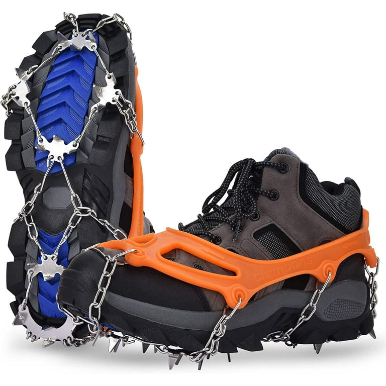 FRANDEK Walk Traction Cleats Ice Cleats for Walking on Snow and  Ice,Upgraded 19-24 Spikes Stainless Steel Anti Slip Crampons for Boots and  Shoes 