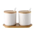 thumbnail image 1 of European Style Sugar Bowl With Lid, Ceramic Sugar Pot, Non-slip Coffee Accessories, Solid Color Sugar Pourer, Kitchen Storage-White 2 Set-300ml, 1 of 9