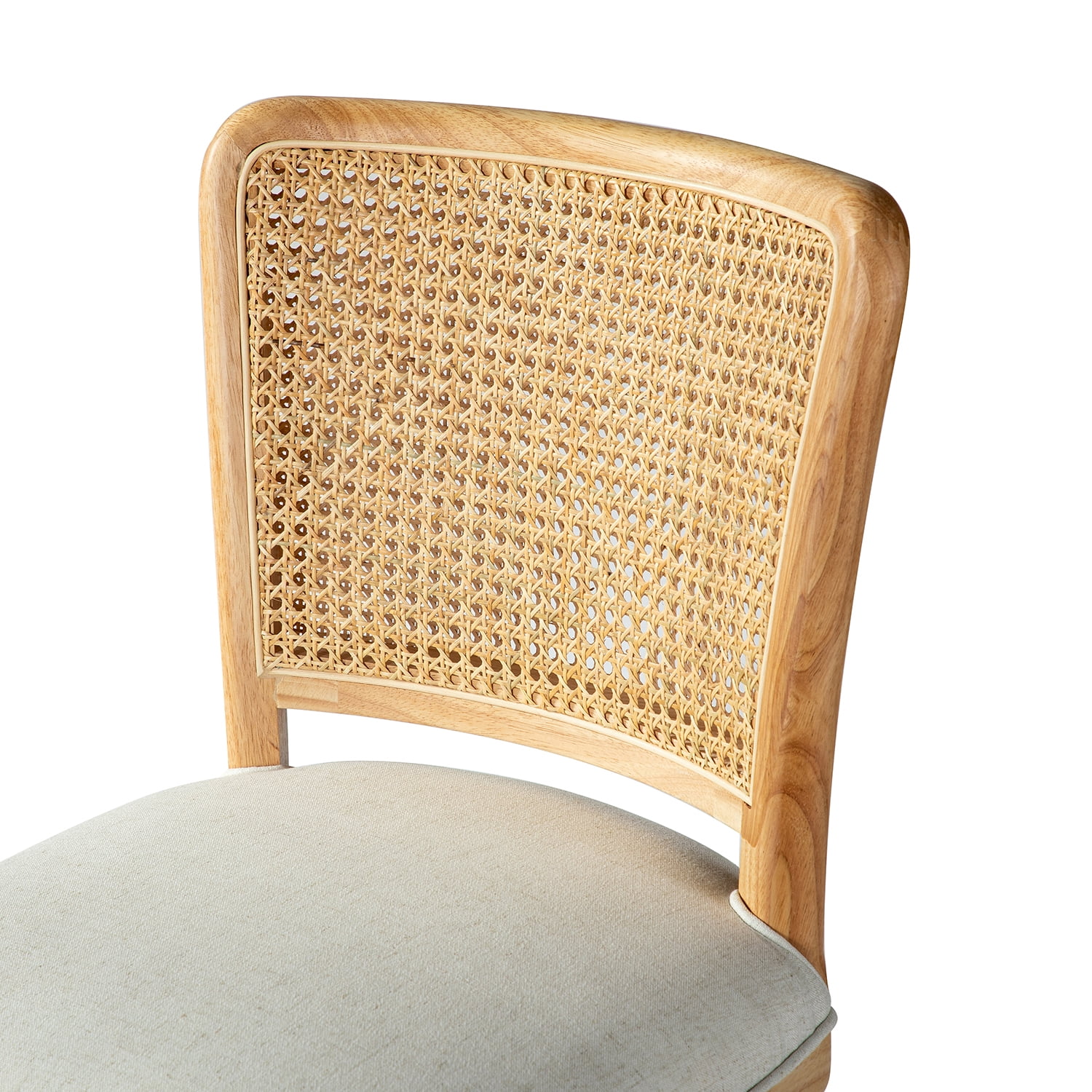 Calcutta Modern Rattan Back Task Chair with Solid Wood Legs by