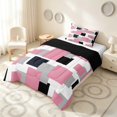 thumbnail image 2 of Manfei Modern Geometric Block Twin Comforter Sets, Abstract Square Art Bedding Set, Pink Black Gray, Black Reversible 2 Pieces, 1 Comforter and 1 Pillowcase, 2 of 6