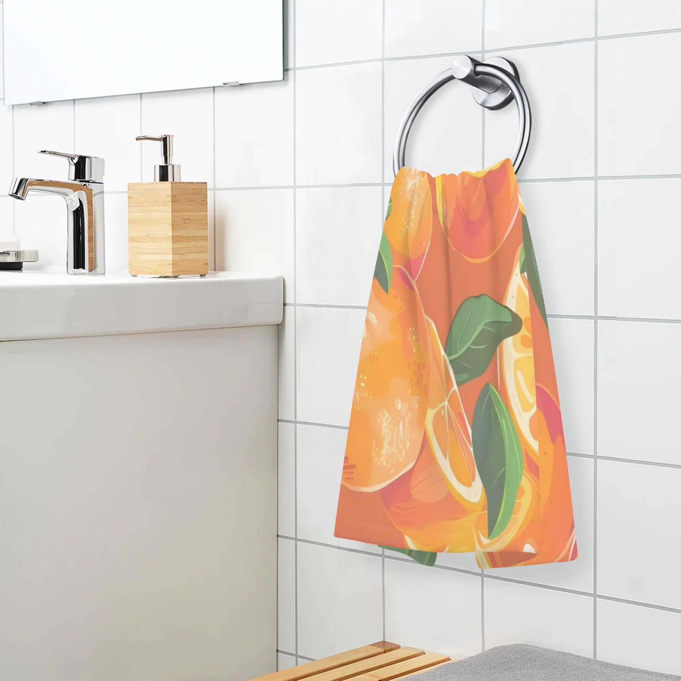 Cotton Towel Two-Piece 16x28 Inch One Sizex2 Face Towel Set Towel Set Cotton Hand Bath Towel Bathroom Beach Mandarin Orange