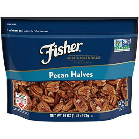 Fisher Non-GMO, No-Preservatives, Heart Healthy Pecan Halves, 16 (Best Nuts For Heart Health)