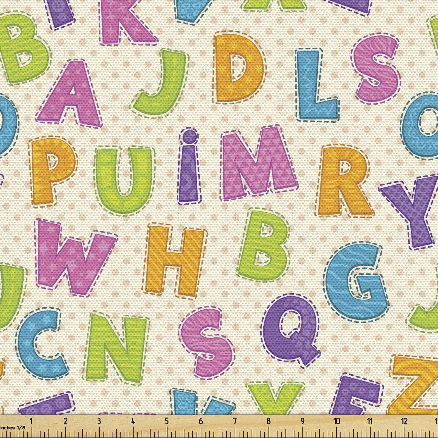 ABC Fabric by the Yard Funny Letters in Lively Colors Cartoon Style ABC ...