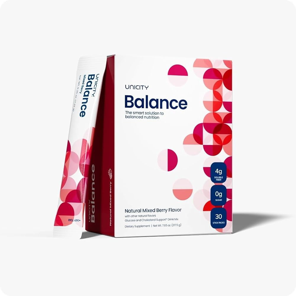 Unicity Balance Mixed Berry Drink Mix 2 Box Pack with Bottle, 60 Sachets Total, Fiber Drink Mix Powder, Reusable Mixing Bottle Included, Instant Berry Beverage, Low Calorie for Men & Women