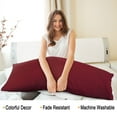 thumbnail image 2 of PiccoCasa Set of 2 Body Pillowcases Zippered Body Pillow Cover for Body Pillows, Standard Burgundy, 2 of 7