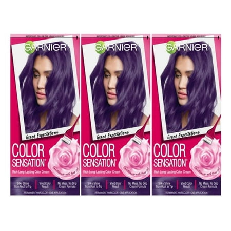 Garnier Color Sensation Rich Long-Lasting Color Cream, Grape Expectations, 3 (Best Long Lasting Hair Color For Gray Hair)