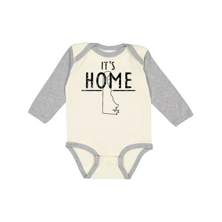 

Inktastic It s Home- State of Delaware Outline Distressed Text Gift Baby Boy or Baby Girl Long Sleeve Bodysuit