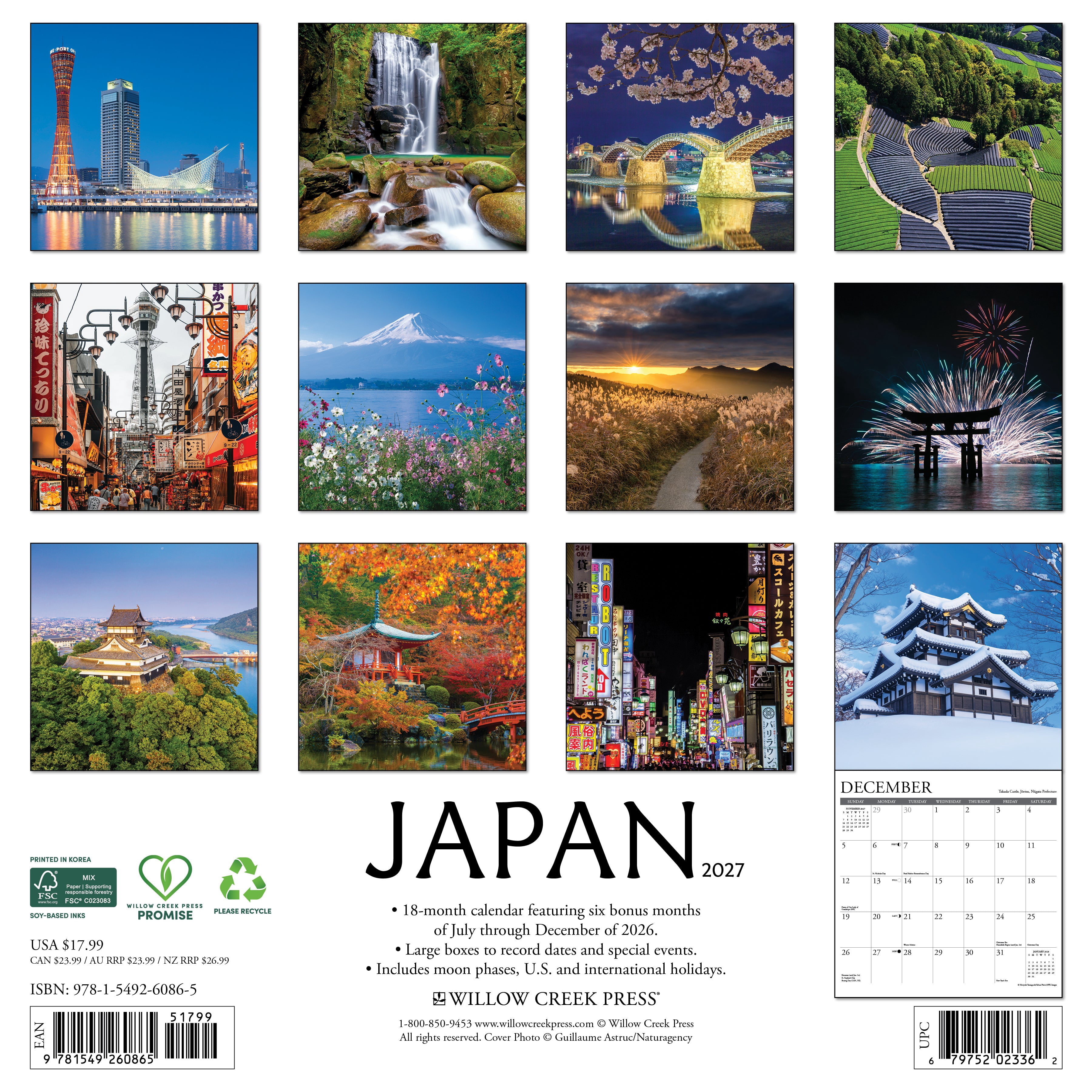 Willow Creek Press, Japan 2027 Wall Calendar