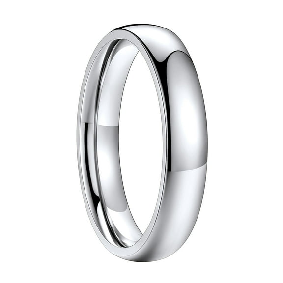 FaithHeart Classic Plain Ring for Men Women Stainless Steel Band Rings 4mm Width Polished Silver Wedding Band Jewelry Gift for Husband Friends Birthday Anniversary