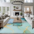 thumbnail image 4 of Teal Marble Area Rugs 8x10 for Living Room, Abstract Art Modern Geometric Golden Non Slip Washable Rug Runner, Low Pile Indoor Floor Carpet Mat Bathroom Rugs for Bedroom, Kids Room, 4 of 9