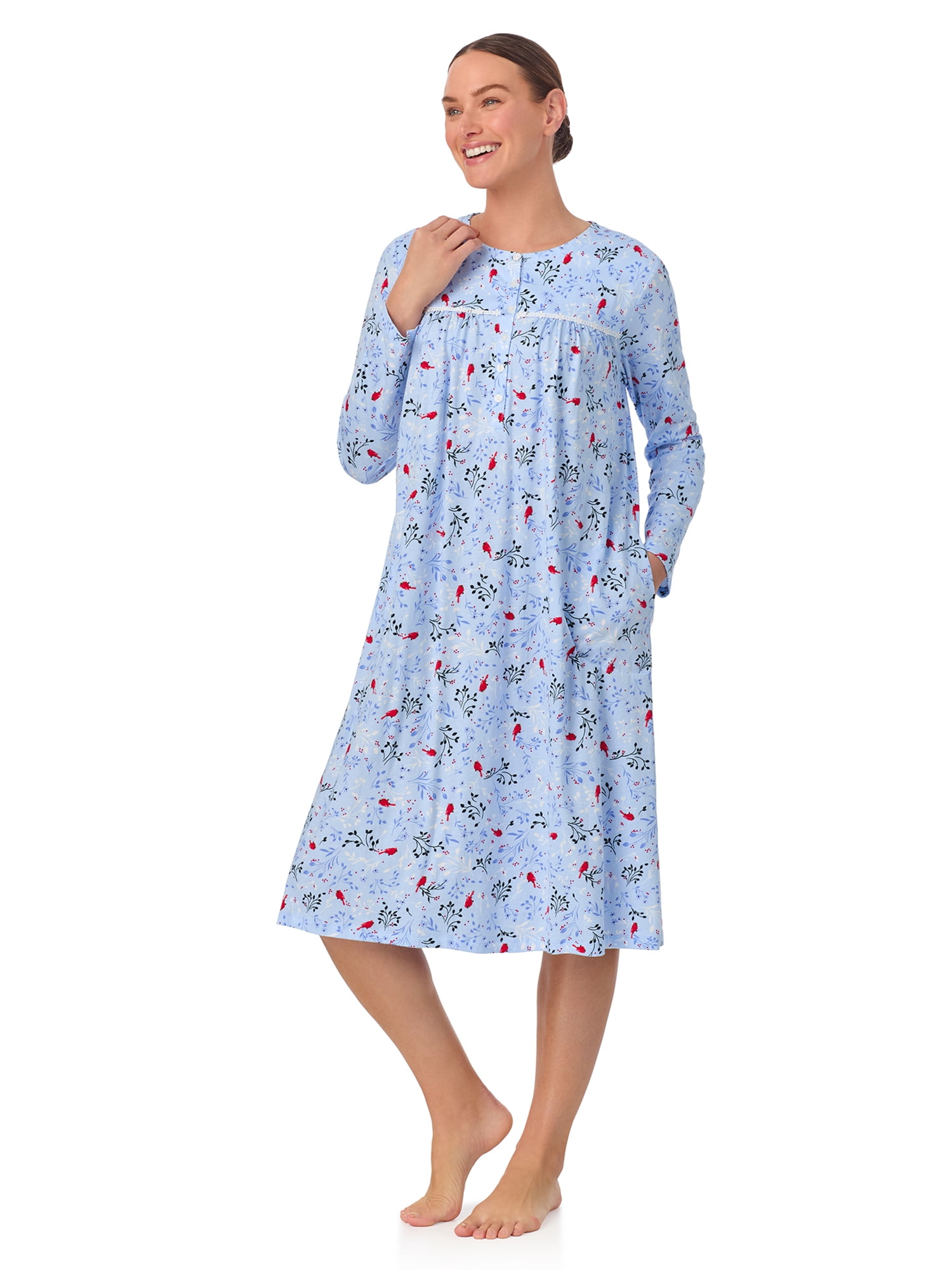 Aria Women’s 100% Cotton Long Sleeve Ballet Nightgown, Sizes XS-5X
