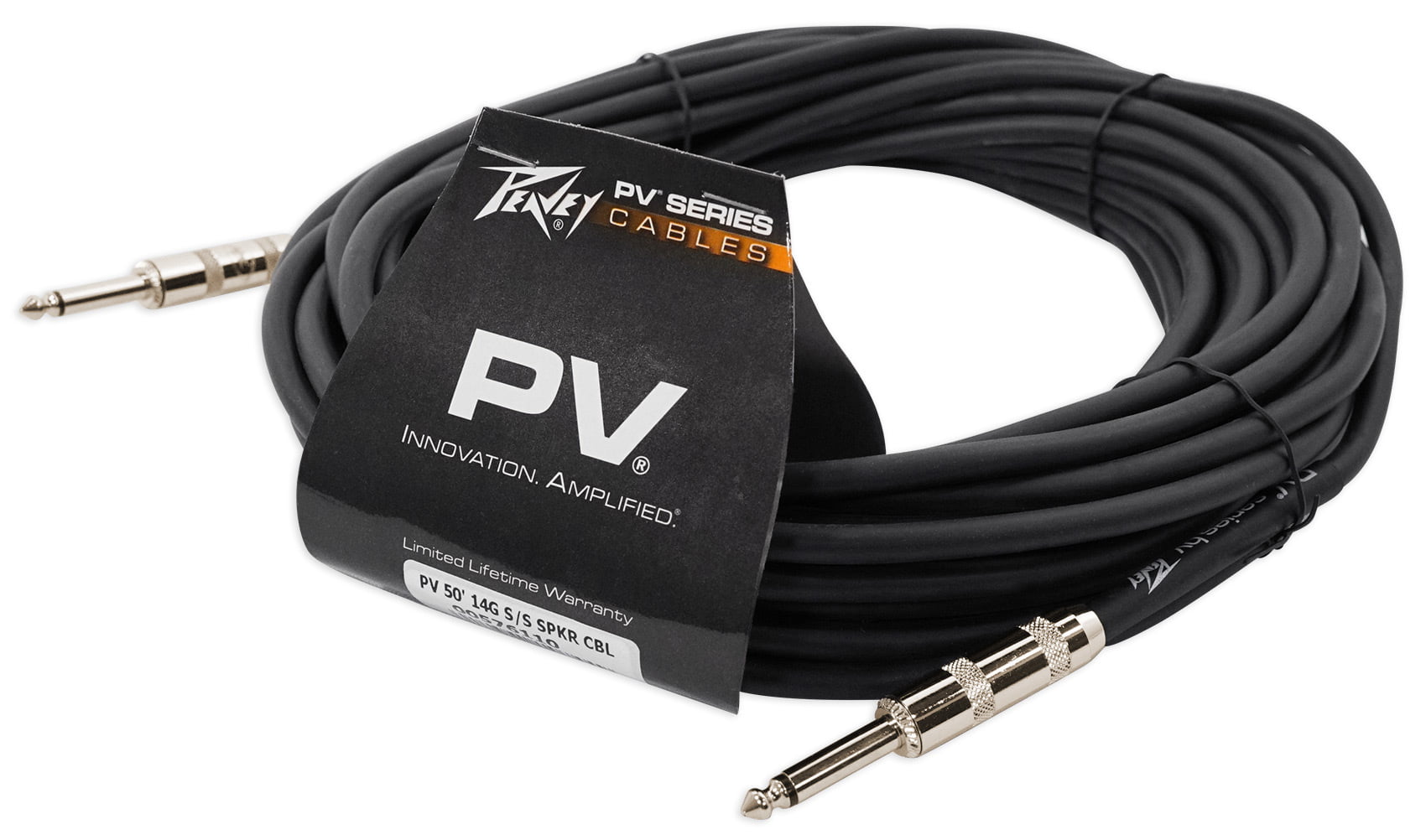 Peavey PV 50 Foot 14-Gauge 1/4 TS to 1/4 TS S/S Speaker Cables 2 