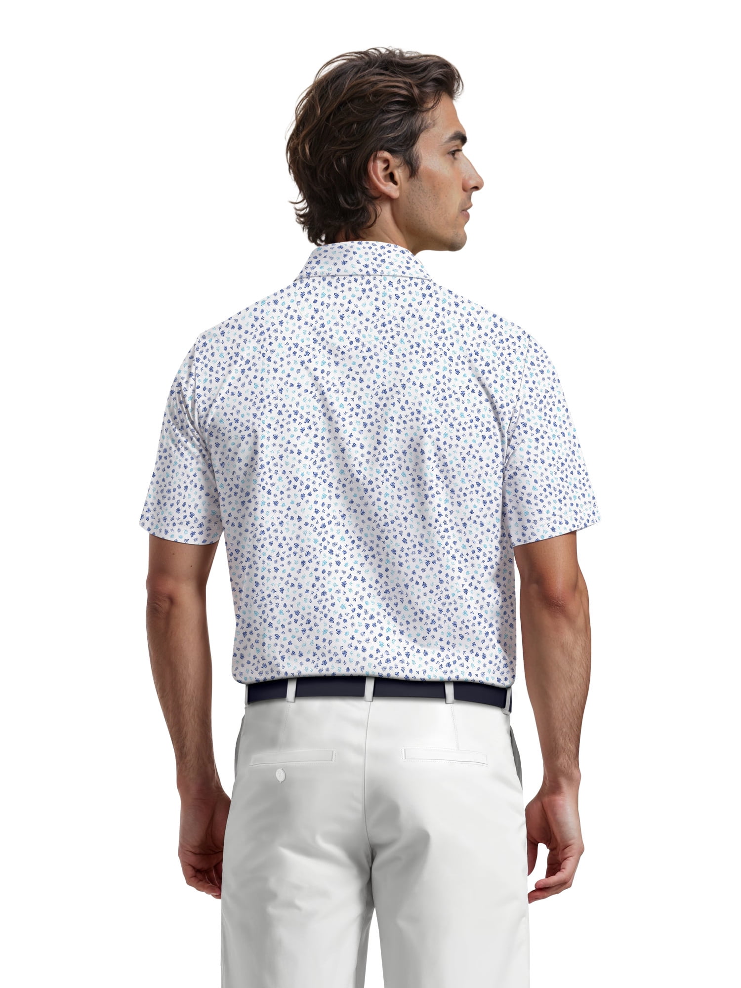Ben Hogan Men's & Big Men's Performance Micro Fall Leaf Short Sleeve Golf Polo Shirt, Sizes S-5XL