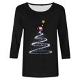 thumbnail image 5 of XIAOCHA Womens T-Shirts Christmas Tree And Santa Print Crew Neck Pullover Tees Shirt Short Sleeves Loose Fit Tees Christmas Holiday Wear, 5 of 5