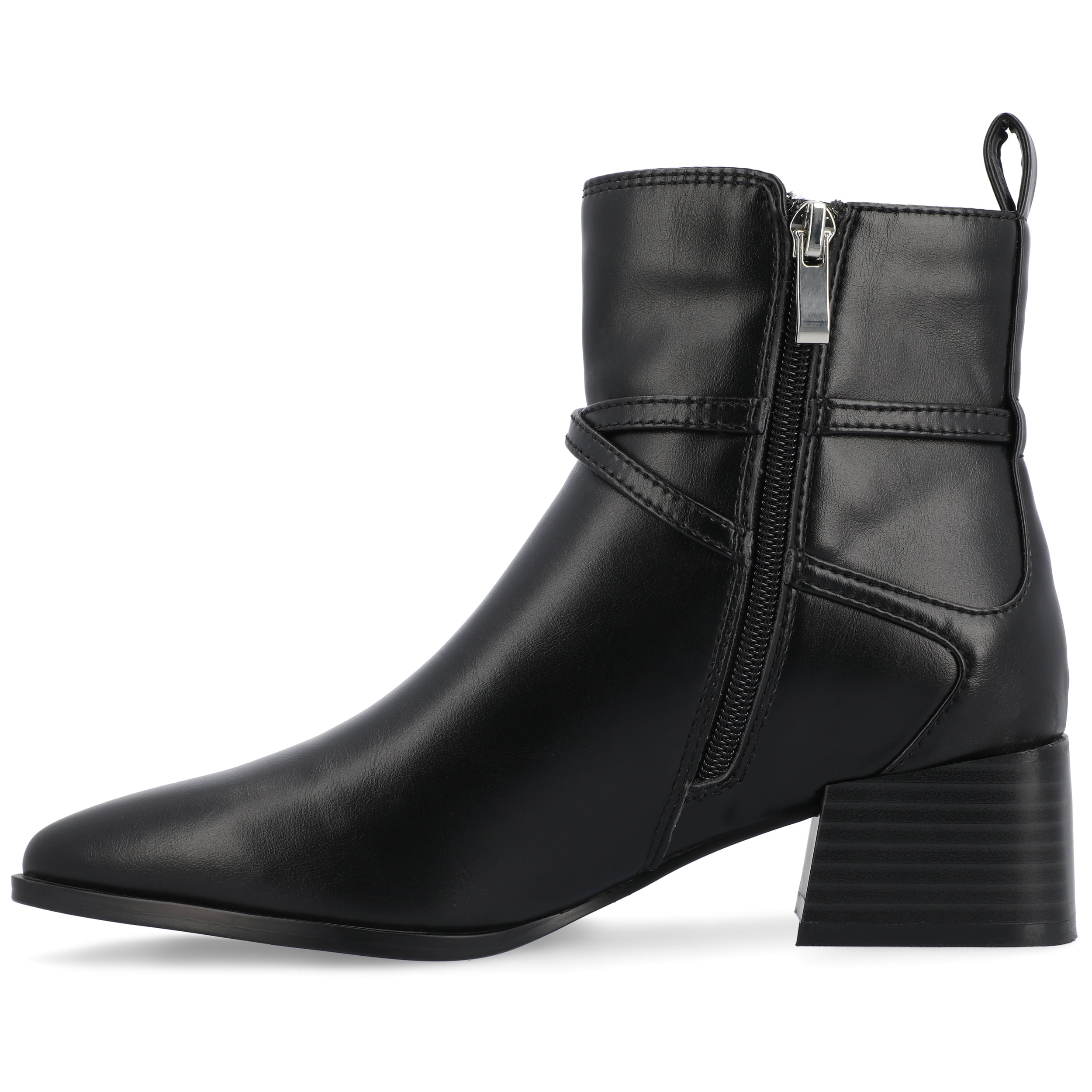Journee Womens Estelle Stacked Heel Pointed Toe Booties, Widths Available