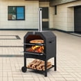 thumbnail image 2 of 12-pulgada outdoor wood-fired pizza oven: portable patio oven con pizza stone, peel, fold-up legs, cover & cooking rack para camping, backyard bbq & family gatherings, 2 of 6