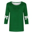 thumbnail image 5 of Antinious Plus Size Tops for Women Trendy Bowknot Crew Neck 3/4 Sleeve Casual Oversized Tshirts,Sweatshirt for Women,Going Out Tops for Women,Army Green,XXXL, 5 of 5