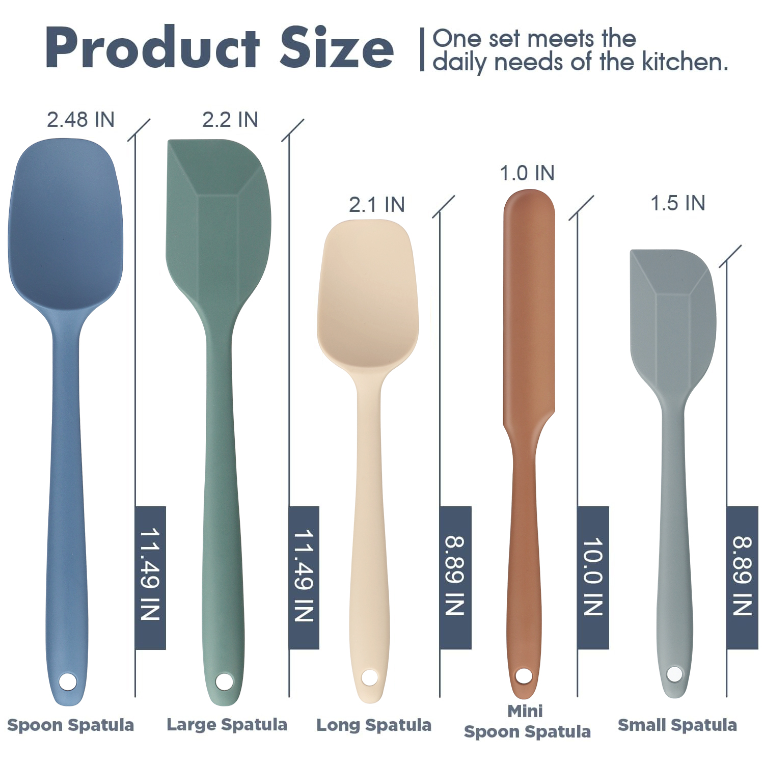 TAIMASI 5-Piece Silicone Spatula Set, Multicolor photo 7